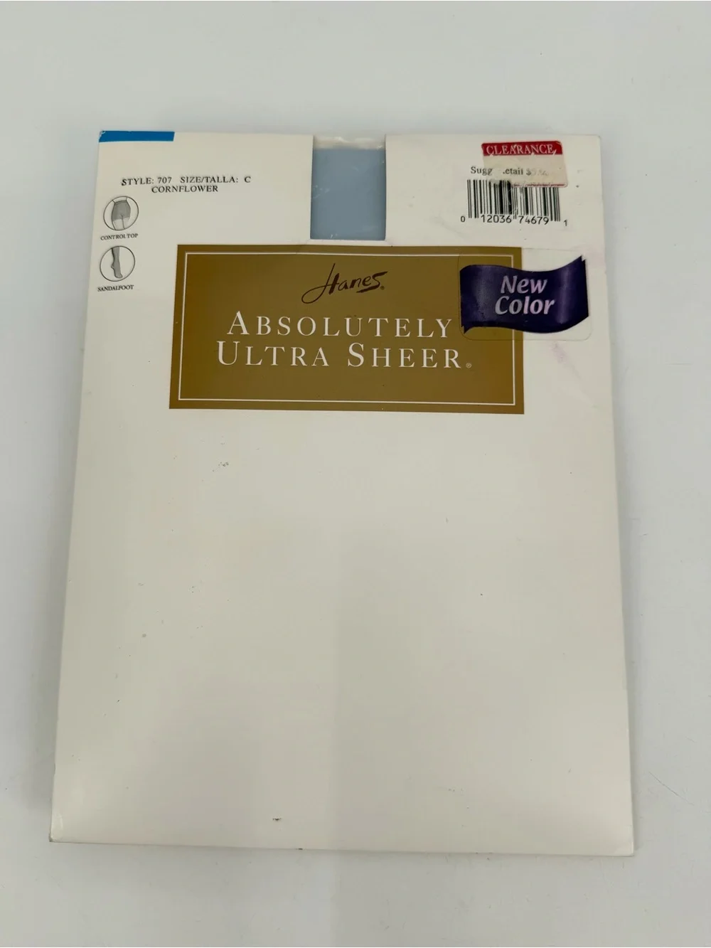 Hanes Pantyhose size C Absolutely Ultra Sheer VTG Cornflower Blue Style 707